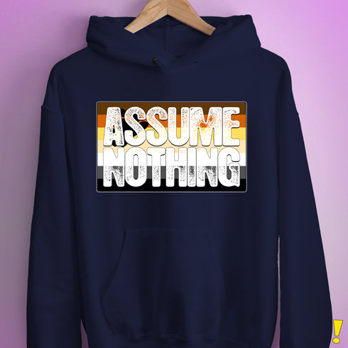Assume Nothing Bear Pride Flag Hoodie - Navy